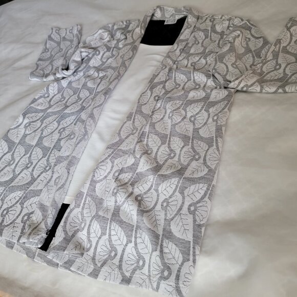 Vintage Blazer Lightweight Gray White Jacket Tunic Travel Career Office Small - Picture 12 of 17